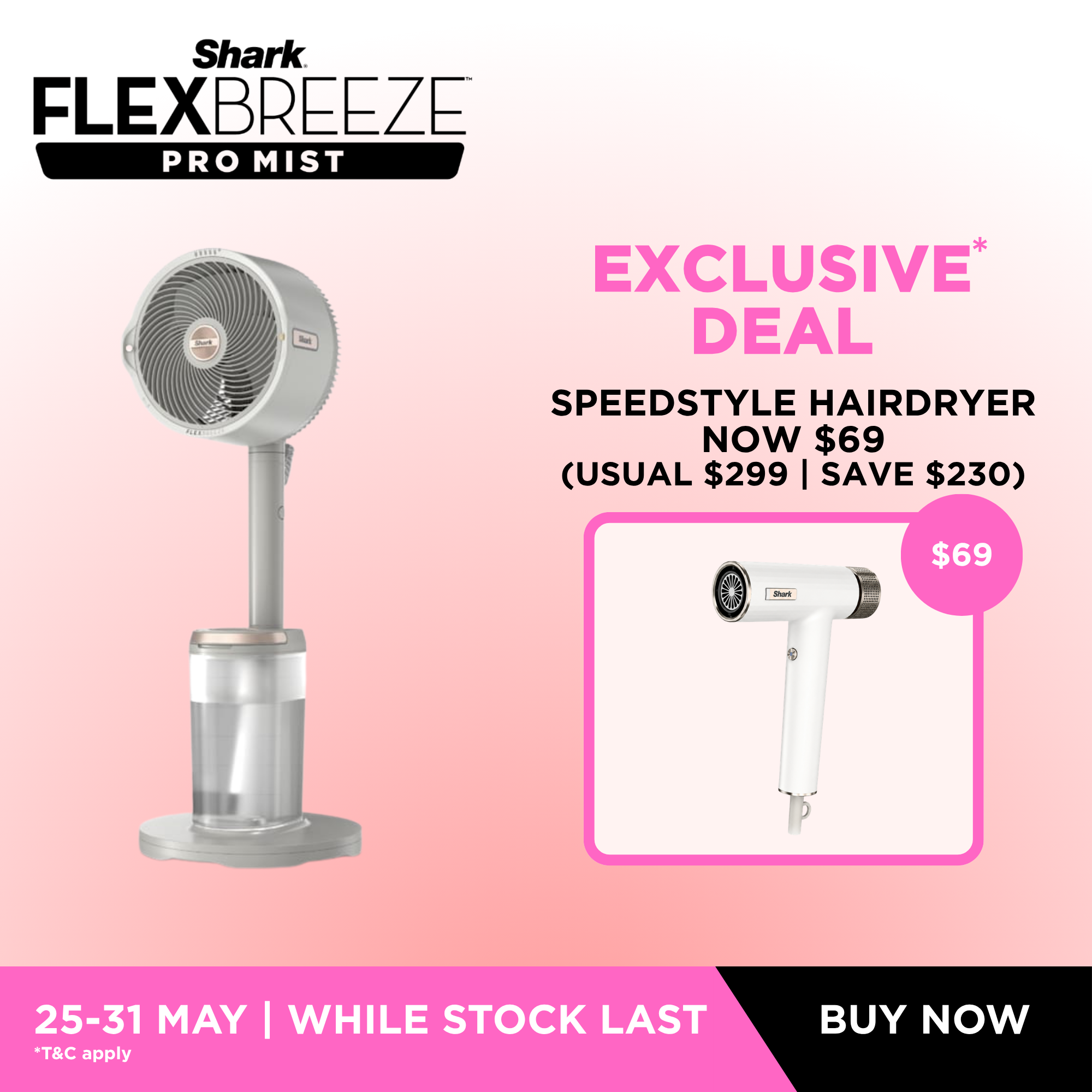 Shark FlexBreeze™ Pro Mist Indoor & Outdoor Fan With Water Tank