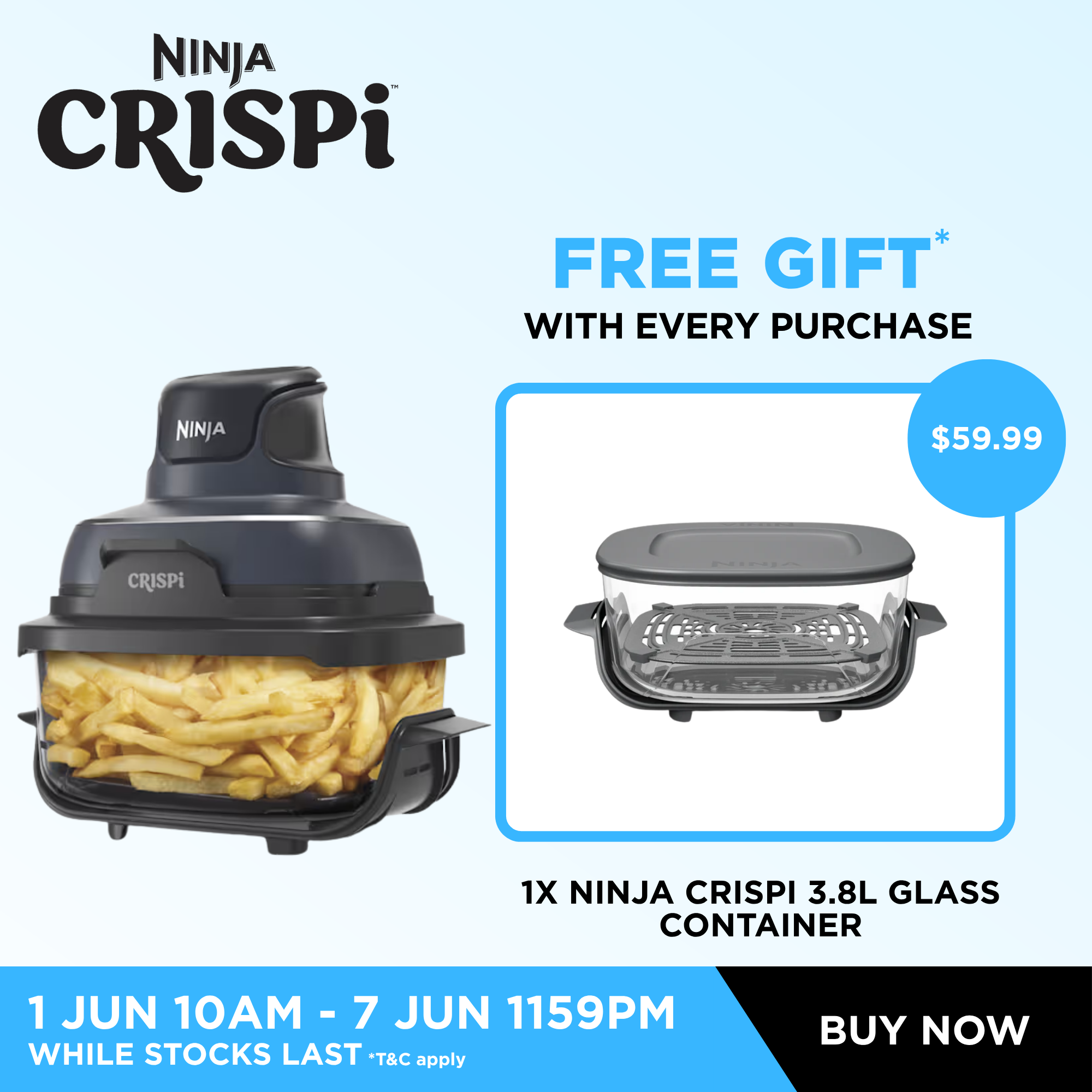 Ninja CRISPi Portable Glass Air Fryer - FN101 – SharkNinja Singapore