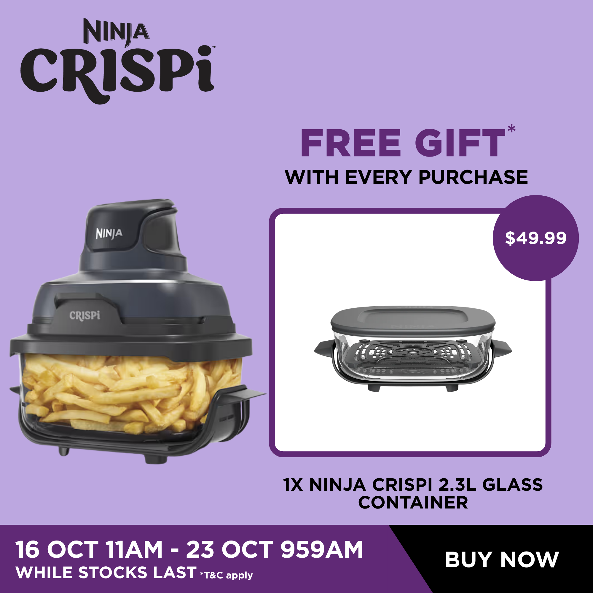Ninja CRISPi Portable Glass Air Fryer - FN101 – SharkNinja Singapore